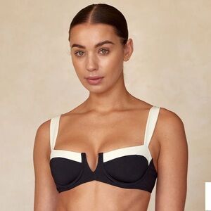 Monday Swimwear Black and Cream Bikini Top